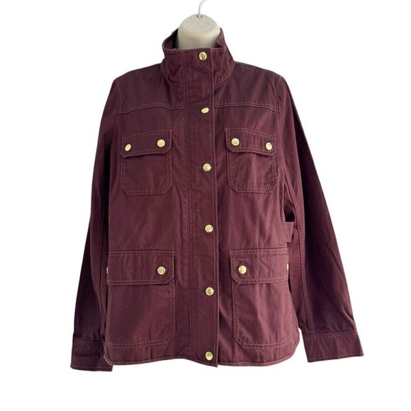 J Crew Factory Woman's Sz M Downtown Field Jacket in Burgundy - Picture 3 of 12